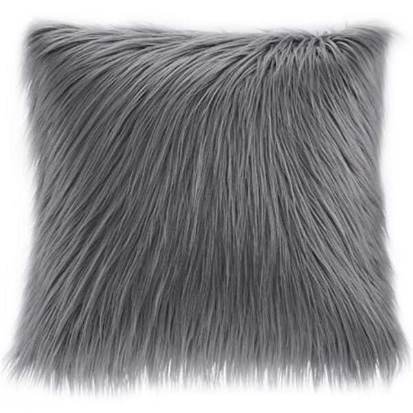 Madison Park 20 x 20 in. Faux Fur Square Pillow, Grey MP30-4831